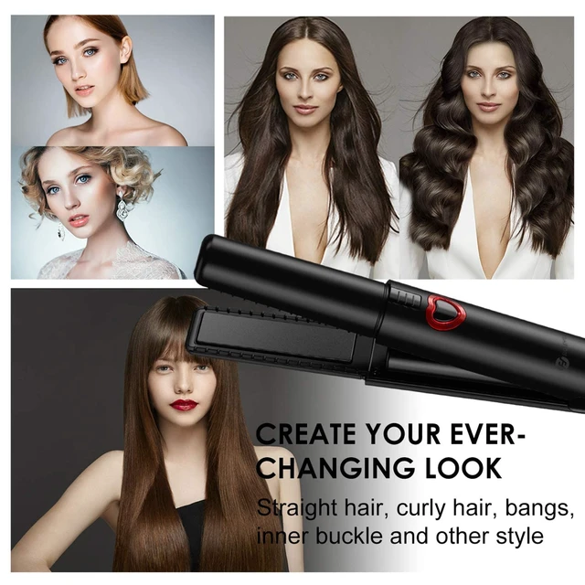 Alt view image 6 of 7 - Cordless Mini Hair Straightener, USB-C Rechargeable Travel Flat Iron | 2-in-1 Straightener & Curler with 3 Heat Settings, Compact Design for Travel, Quick Touch-Ups & Fine to Medium Hair