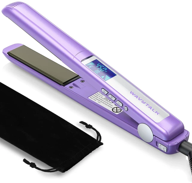 Main image of Pro Flat Iron Hair Straightener, 100% Pure Titanium Flat Iron for Easy Glide, Straightener and Curler for All Hairstyles, Dual Voltage (Purple)