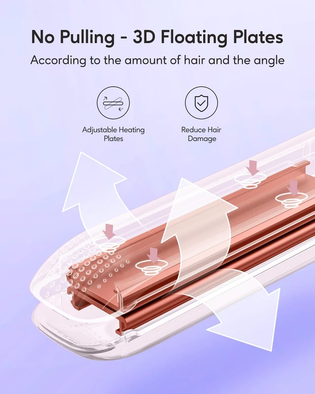 Alt view image 6 of 7 - Pro Flat Iron Hair Straightener, 100% Pure Titanium Flat Iron for Easy Glide, Straightener and Curler for All Hairstyles, Dual Voltage (Purple)