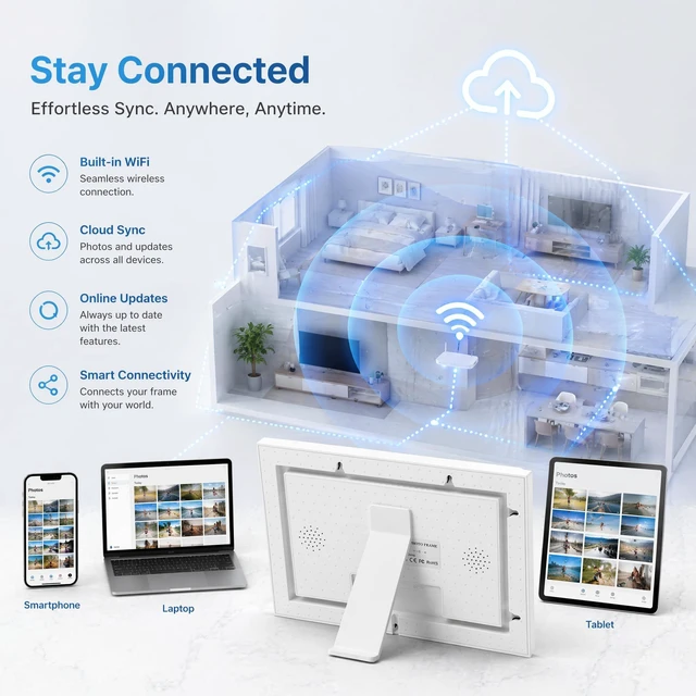Alt view image 5 of 7 - Digital Calendar 10.1" Smart Calendar, 1280 * 800 IPS HD Interactive Touchscreen Electronic Calendar for Family Schedules, WiFi Digital Picture Frame Built-in 32GB Memory