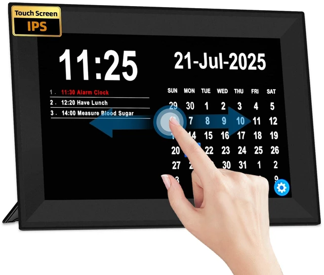 Main image of 10.1" Touchscreen Digital Calendar Alarm Clock, Dementia Clocks for Seniors Extra Large Display Clock with Day and Date for Elderly, 40 Reminders&64 Alarms&Auto-Dimming&Auto DST(Black)