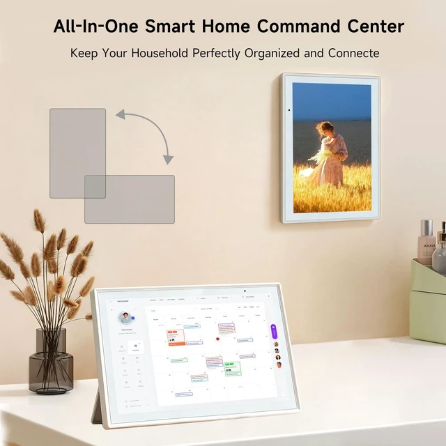 Alt view image 7 of 7 - Digital Calendar 10.1 Inch, 10-Point Capacitive Touch 1280 * 800 HD Screen, Family Chore Chart, Wall and Desk Mount To Do Meal Planner, Multiuse Digital Photo Frame Gift for Mom and Family