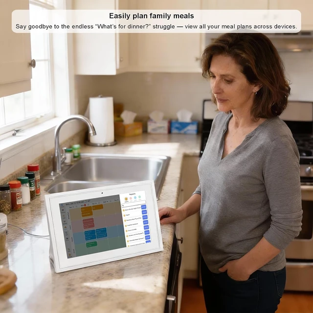 Alt view image 2 of 7 - 10.1" Smart Digital Calendar Touchscreen Electronic Family Calendar | Interactive family planner, kids chore chart, cloud auto-sync to-do lists, weekly meal prep, fridge schedules, daily habits