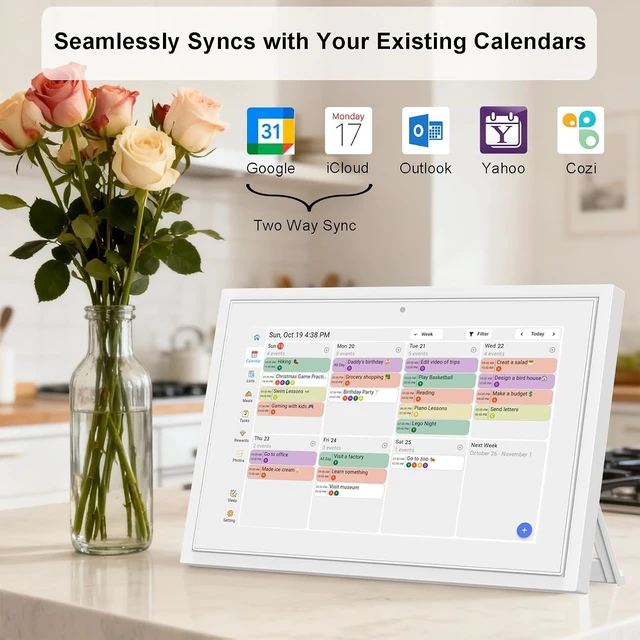 Alt view image 5 of 7 - 10.1" Smart Digital Calendar Touchscreen Electronic Family Calendar | Interactive family planner, kids chore chart, cloud auto-sync to-do lists, weekly meal prep, fridge schedules, daily habits