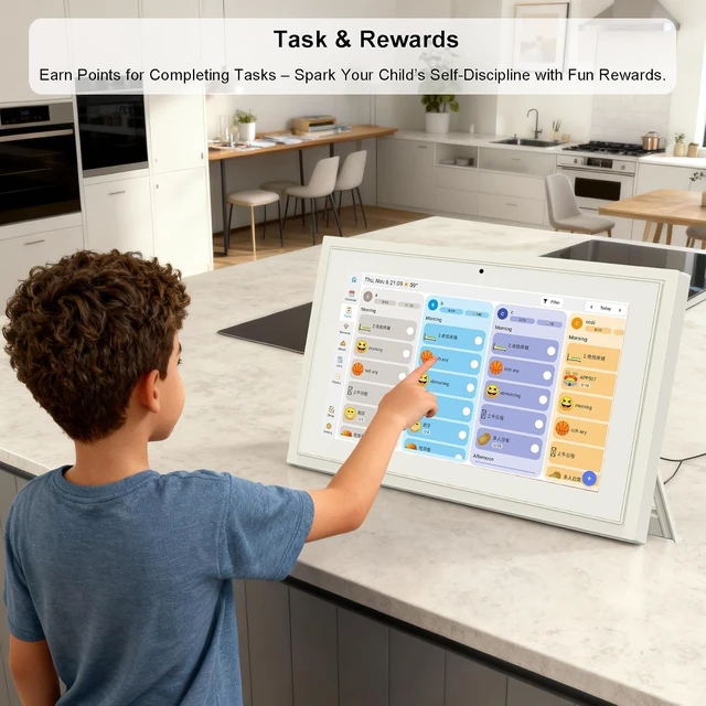 Alt view image 4 of 7 - 10.1" Smart Digital Calendar Touchscreen Electronic Family Calendar | Interactive family planner, kids chore chart, cloud auto-sync to-do lists, weekly meal prep, fridge schedules, daily habits