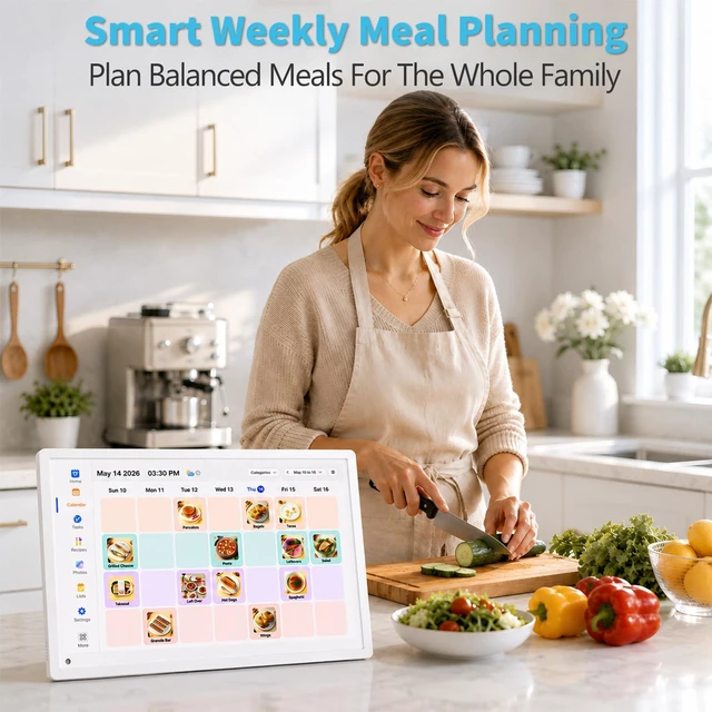 Alt view image 7 of 7 - 10.1" Digital Calendar Electronic Calendar for Busy Families - HD Touchscreen Chore Chart Star Rewards Meal Planner, Auto Sync Third-Party Cal, No Subscription, Digital Picture Frame, Gift for Mom Dad