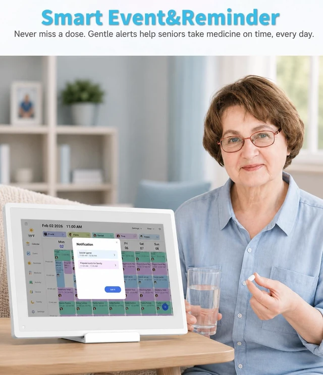 Alt view image 6 of 7 - 10.1" Digital Calendar Electronic Calendar for Busy Families - HD Touchscreen Chore Chart Star Rewards Meal Planner, Auto Sync Third-Party Cal, No Subscription, Digital Picture Frame, Gift for Mom Dad