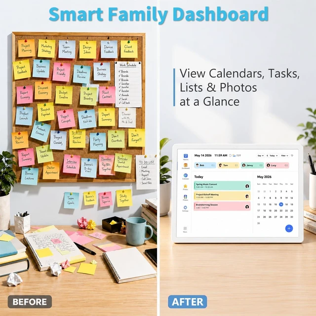 Alt view image 5 of 7 - 10.1" Digital Calendar Electronic Calendar for Busy Families - HD Touchscreen Chore Chart Star Rewards Meal Planner, Auto Sync Third-Party Cal, No Subscription, Digital Picture Frame, Gift for Mom Dad