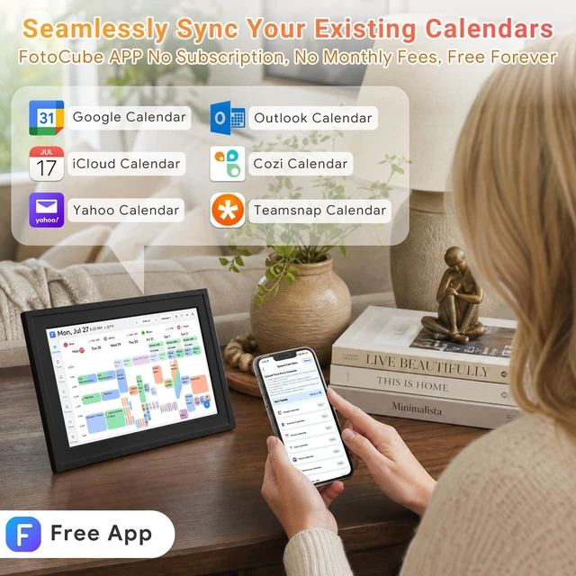 Alt view image 4 of 7 - 10.1-Inch Digital Wall CalendarNo Subscription Smart Home Scheduling | Desk Organizer with Chore Chart & Star Rewards, Meal Plan, Photo Frame & Art Display, Wall/Desk Mount