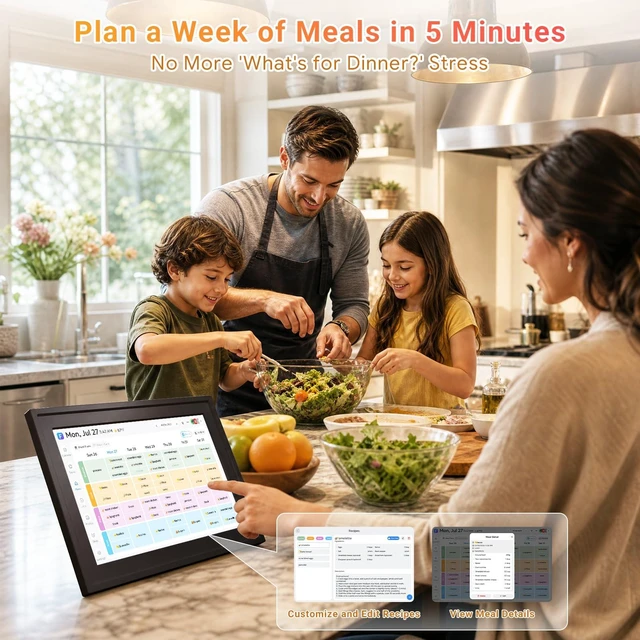 Alt view image 6 of 7 - 10.1-Inch Digital Wall CalendarNo Subscription Smart Home Scheduling | Desk Organizer with Chore Chart & Star Rewards, Meal Plan, Photo Frame & Art Display, Wall/Desk Mount