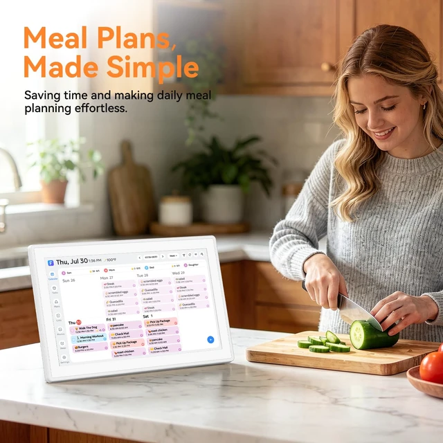 Alt view image 3 of 7 - 10.1" Smart Digital Calendar, No Subscription Family Hub | Calendar Sync, Meal Planner, Photo & Video Display, Touch Screen, Wall & Desk Mount for Family Organization