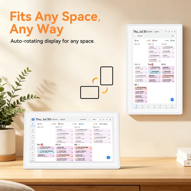 Alt view image 6 of 7 - 10.1" Smart Digital Calendar, No Subscription Family Hub | Calendar Sync, Meal Planner, Photo & Video Display, Touch Screen, Wall & Desk Mount for Family Organization