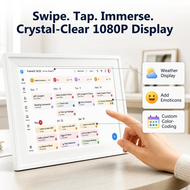 Alt view image 2 of 7 - 10.1" Smart Digital Calendar, Two - Way Sync with Phones,Chore Charts,Achievement Rewards, AI Meal Planning,Smart Touchscreen Interactive Display for Family Schedules and Cloud Photo