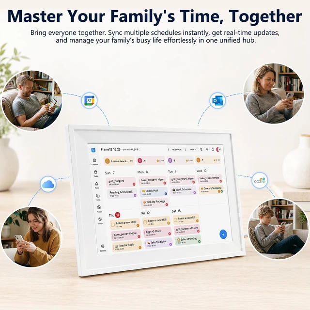 Alt view image 6 of 7 - 10.1" Smart Digital Calendar, Two - Way Sync with Phones,Chore Charts,Achievement Rewards, AI Meal Planning,Smart Touchscreen Interactive Display for Family Schedules and Cloud Photo