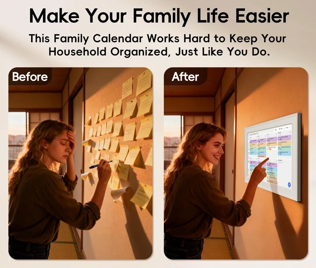 Alt view image 2 of 7 - 10.1-inch Smart Wall Planner Electronic Calendar & Chore Chart | Smart Touchscreen Family Calendar & Interactive Display for Schedules, Organize Your Daily & Family Routines, Desk & Wall Mount