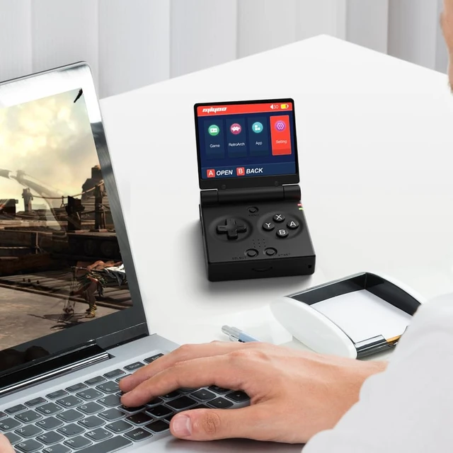 Alt view image 2 of 7 - Mini Flip Retro Handheld Game Console, 2.8 Inch 750*560 IPS Screen, Portable Linux Emulator Handheld, Gift for Men & Women, Black