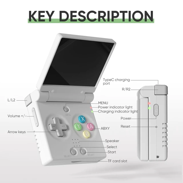 Alt view image 7 of 7 - Mini Flip Retro Handheld Game Console, 2.8 Inch 750*560 IPS Screen, Portable Linux Emulator Handheld, Gift for Men & Women, Black