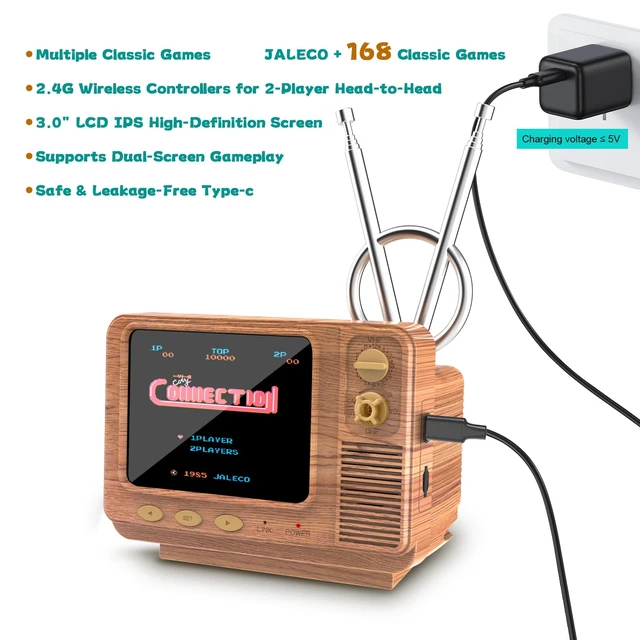 Alt view image 5 of 6 - Retro Handheld Game Console - GV300S JALECO+168 Classic Games Mini TV Style with 3.0 Inch IPS Screen, Save Search, Support 2-Player & Dual Console Type-C Link