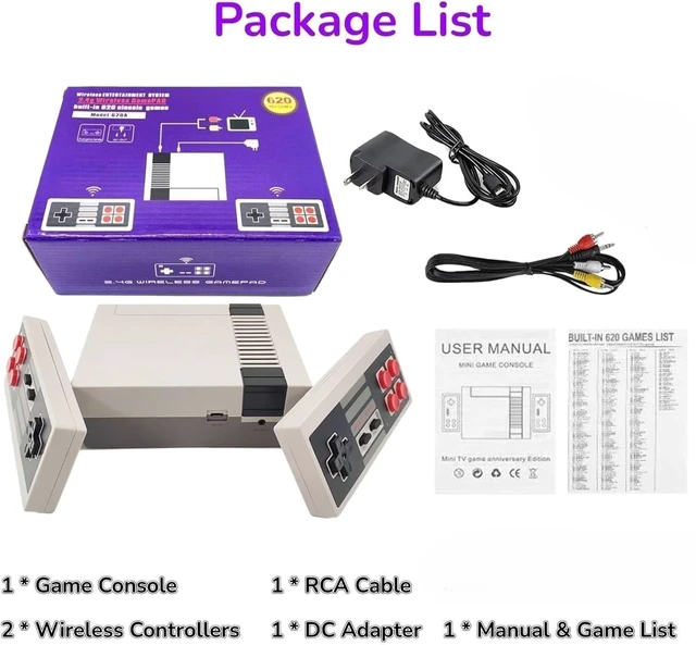 Alt view image 4 of 4 - Classic Mini Retro Game Console,AV Output Handheld Game System with Dual Wireless Controllers,Plug and PlayV1.