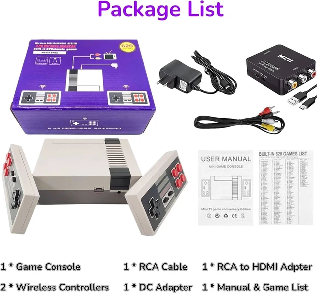 Alt view image 5 of 5 - Classic Mini Retro Game Console,AV and HDMI Output Handheld Game System with Dual Wireless Controllers,Plug and Play(wh02).