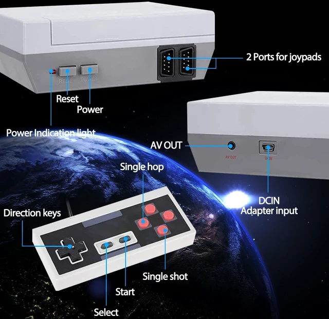 Alt view image 5 of 7 - Retro Gaming Console Built-in Classic 620 Games | AV Output 8-Bit Classic Game Console with 2 Retro Controllers for Christmas, 620 Retro Game Console