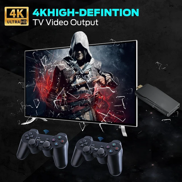 Alt view image 3 of 6 - Retro Game Console, Retro Gaming Console with Built-in 9 Emulators, 25200+Games, 4K HDMI Output, Dual 2.4GHz Wireless Controller, Plug and Play Video Game Console (Deep Black)