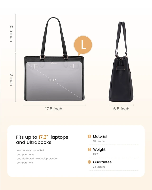 Alt view image 4 of 6 - Laptop Tote Bag for Women Work, Teacher Tote Bag Nurse Bag with Large Cup Holder, 15.6 Inch Waterproof Leather Computer Bag Professional Business Office Briefcase, Black