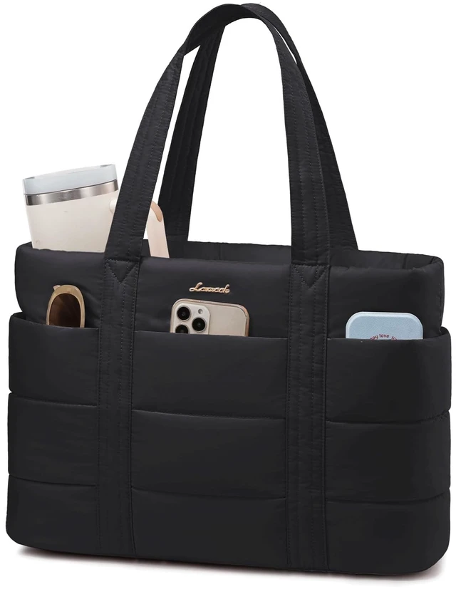 Main image of Tote Bag for Women, Large Puffer Work Tote Laptop Bag, Lightweight Travel Tote Bag with Zipper Gifts for Women