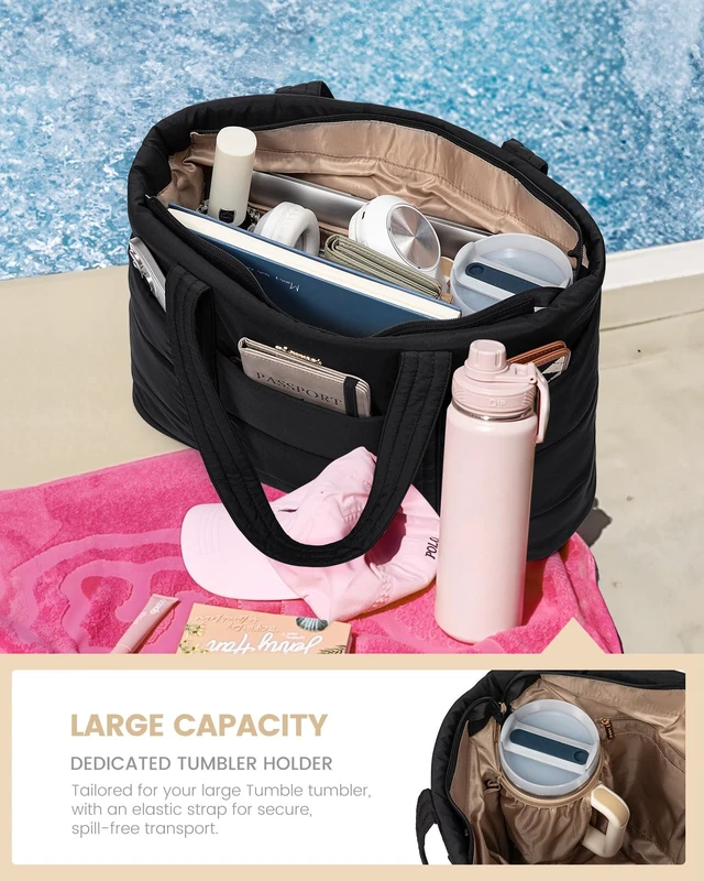 Alt view image 3 of 7 - Tote Bag for Women, Large Puffer Work Tote Laptop Bag, Lightweight Travel Tote Bag with Zipper Gifts for Women