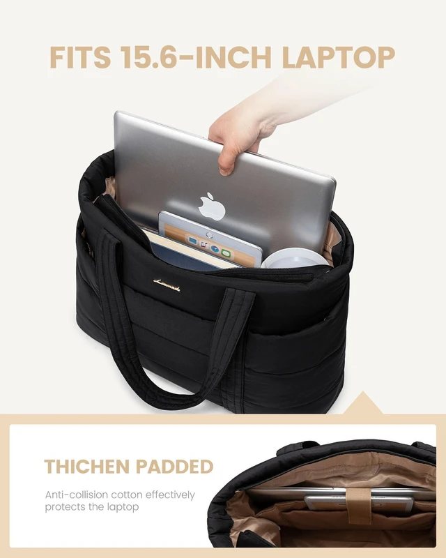 Alt view image 4 of 7 - Tote Bag for Women, Large Puffer Work Tote Laptop Bag, Lightweight Travel Tote Bag with Zipper Gifts for Women