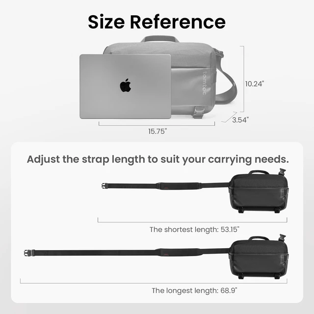 Alt view image 7 of 7 - 10L Laptop Messenger Shoulder Bag for 13/14-inch MacBook Pro/Air M5 | Minimalist Crossbody Bag Fits 13" MacBook Neo & 11" iPad Pro/Air, Water-resistant EDC Sling Pack for Business, Travel, Work