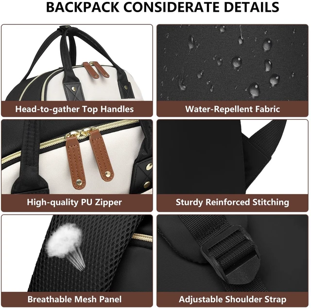 Alt view image 6 of 7 - Laptop Backpack for Women Work Bag: 15.6'' Travel Bookbag with USB Charger 21 Pockets,25L Large Capacity,Personal Item Size for Airplane,Anti-theft Pocket,Luggage Strap for College School Teacher Trip