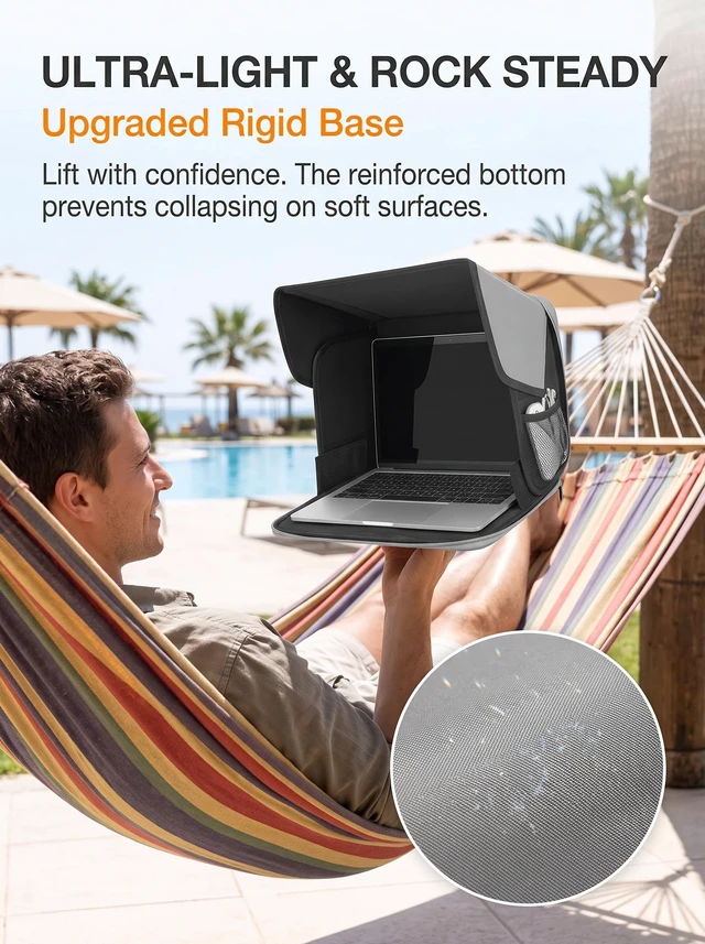 Alt view image 4 of 7 - Laptop Sun Shade Multifunctional Foldable Computer Laptop BagFits 13-16 inch LaptopUV/Heat Reflective & Waterproof, for Outdoor Working, Travel, Beach