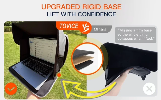 Alt view image 6 of 7 - Laptop Sun Shade Multifunctional Foldable Computer Laptop BagFits 13-16 inch LaptopUV/Heat Reflective & Waterproof, for Outdoor Working, Travel, Beach