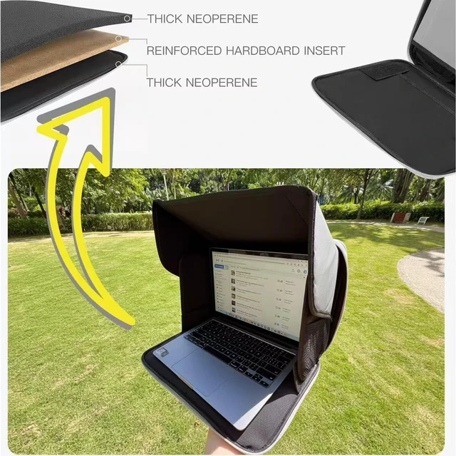 Alt view image 7 of 7 - Laptop Sun Shade Multifunctional Foldable Computer Laptop BagFits 13-16 inch LaptopUV/Heat Reflective & Waterproof, for Outdoor Working, Travel, Beach