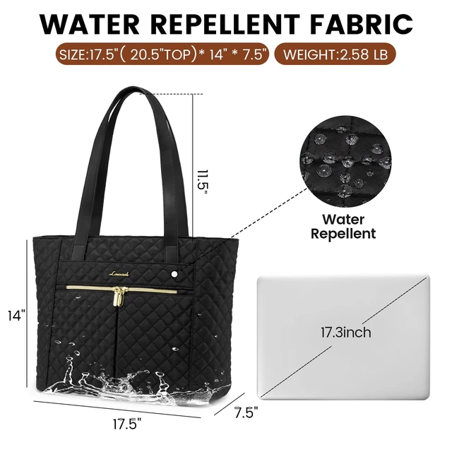 Alt view image 5 of 6 - Laptop Bag for Women 17 inch,Diamond Quilted Work Tote Bags Womens Laptop Tote Bag Computer Shoulder Bags,Stylish Travel Tote Bags Laptop Purse Case Briefcase Handbag with Clutch Purse,Black