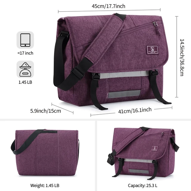 Alt view image 6 of 6 - Messenger Bag for Women, 17 Inch Laptop Crossbody Bags Men Casual Satchel Shoulder Bag College Travel Office Briefcase
