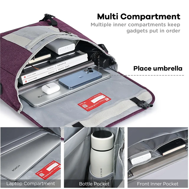 Alt view image 4 of 6 - Messenger Bag for Women, 17 Inch Laptop Crossbody Bags Men Casual Satchel Shoulder Bag College Travel Office Briefcase
