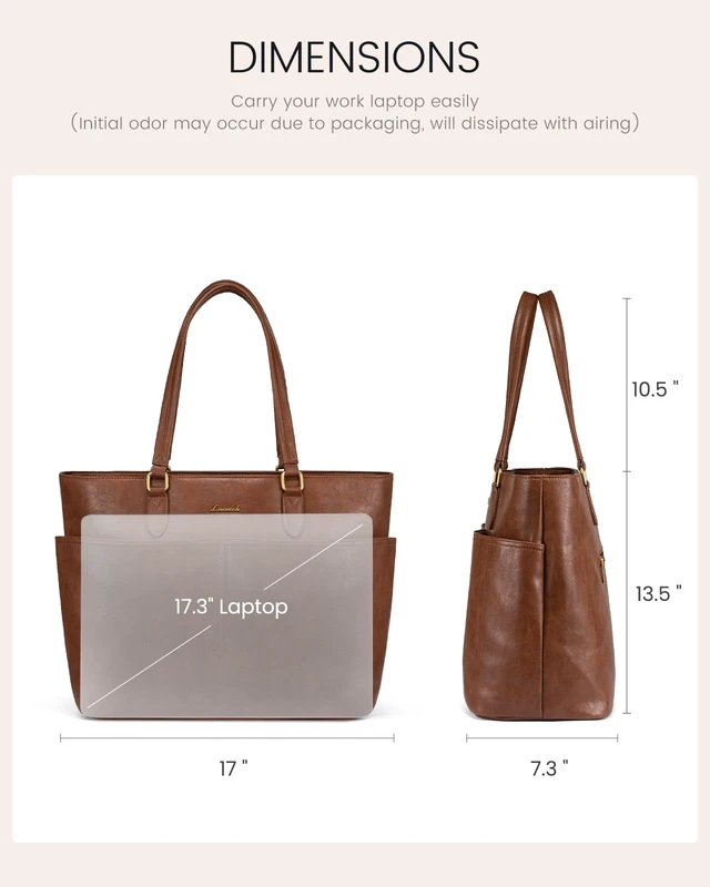 Alt view image 5 of 6 - Work Tote Bag for Women, Vintage Leather 17.3 Inch Laptop Bags with Large Cup Holder, Teacher Nurse Medical Professional Computer Bag, Office Briefcase Handbag Gift