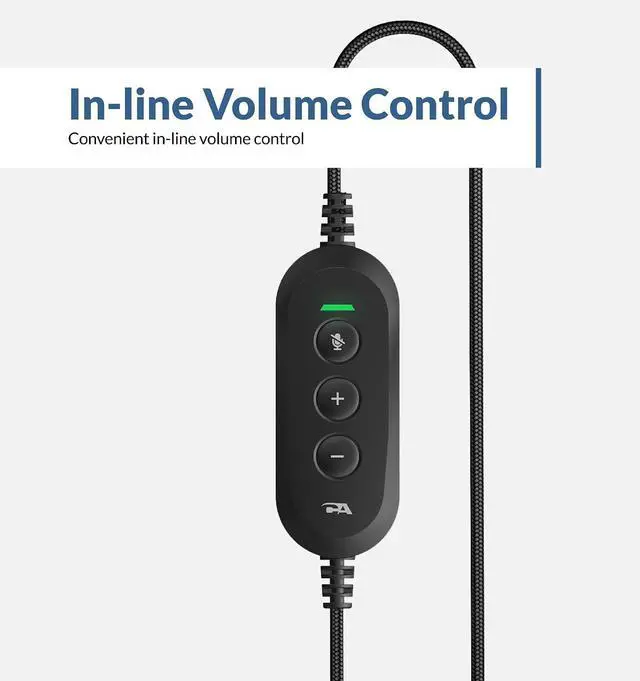 Alt view image 6 of 7 - Cyber Acoustics AC-5008A USB-A Headset with in-Line Volume Control | Wired USB Headphones with Mic, In-Line Volume and Mute Controls, Classroom or Home, Made with 60% Recycled Plastic