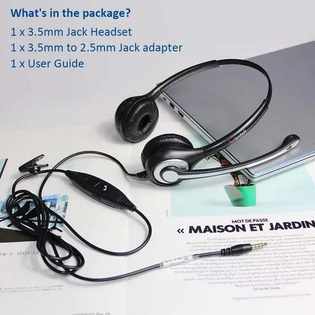 Alt view image 7 of 7 - Cell Phone Headset with Microphone Noise Cancelling & Call Controls, 3.5mm Computer Headphones for Samsung PC Business Skype Softphone Call Center Office, Clear Chat, Ultra Comfort