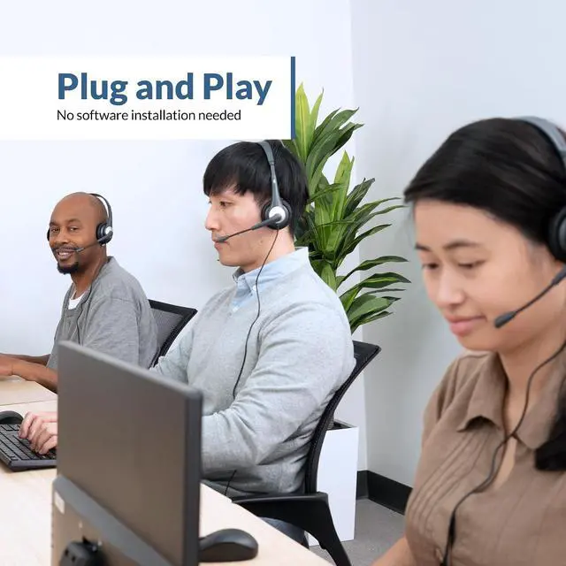 Alt view image 4 of 6 - Cyber Acoustics AC-204 Stereo Headset with Ambidextrous Boom Mic | Great for VoIP and Gaming, Leatherette Earpads, Includes Y-Adapter, PC and Mac Compatible
