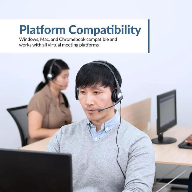 Alt view image 5 of 6 - Cyber Acoustics AC-204 Stereo Headset with Ambidextrous Boom Mic | Great for VoIP and Gaming, Leatherette Earpads, Includes Y-Adapter, PC and Mac Compatible