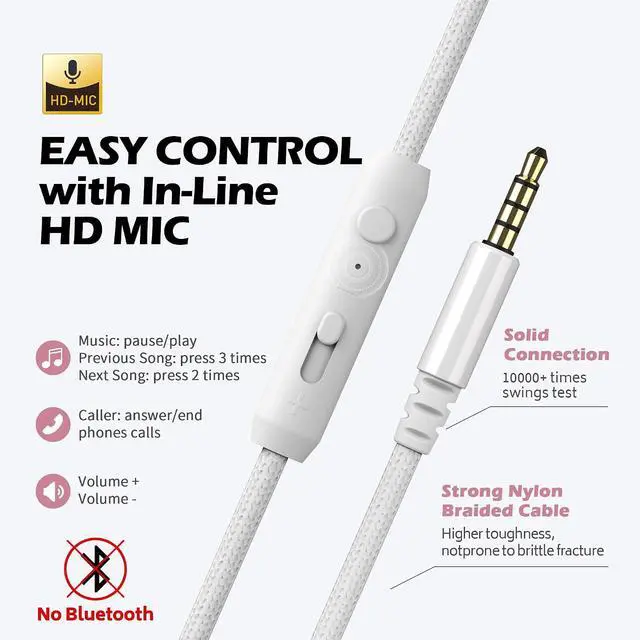 Alt view image 4 of 6 - AILIHEN C8 Wired Headphones with Mic for Kids School,3.5mm Jack, Rose Gold | On-Ear Noise Isolating Headphones with Volume Control, Foldable Corded Headset for Cellphones Chromebook Laptop Computer
