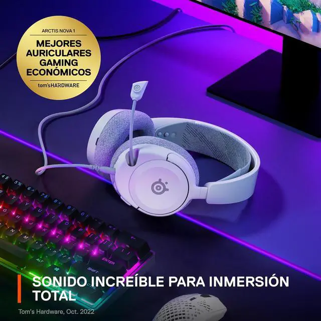 Alt view image 7 of 7 - SteelSeries Arctis Nova 1 Multi-System Gaming Headset Hi-Fi Drivers 360° Spatial Audio Comfort Design Durable Ultra Lightweight Noise-Cancelling Mic PC, PS5/PS4, Switch, Xbox - White
