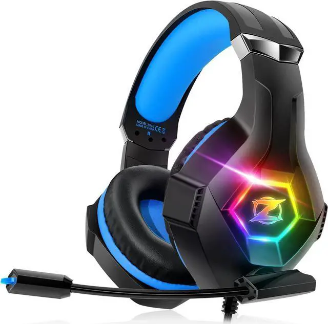 Main image of Ozeino Gaming Headset for PC, Ps4, Ps5, Xbox Headset with 7.1 Surround Sound, Gaming Headphones with Noise Cancelling Mic RGB Light Over Ear Headphones for Xbox Series X/S, Switch-Blue