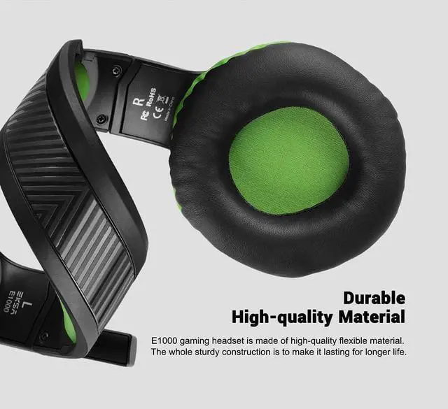 Alt view image 6 of 7 - EKSA E1000 Gaming Headset, Computer Headphones with Noise Canceling Mic & RGB Light, Compatible with PC, PS4, PS5, Laptop