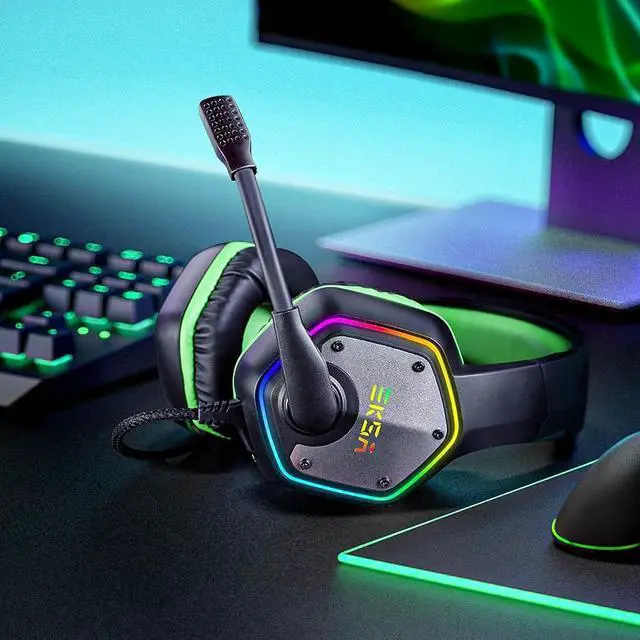 Alt view image 7 of 7 - EKSA E1000 Gaming Headset, Computer Headphones with Noise Canceling Mic & RGB Light, Compatible with PC, PS4, PS5, Laptop