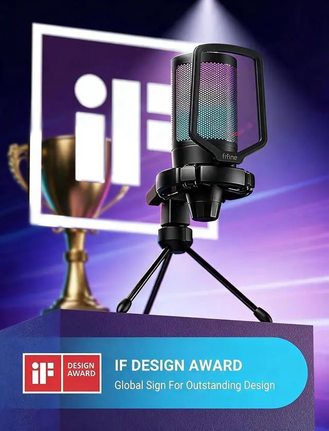 Alt view image 2 of 7 - FIFINE AmpliGame A6V USB Gaming Microphone, Condenser RGB Mic for Streaming | Quick Mute, RGB, Gain Control, Tripod Stand, Pop Filter, Shock Mount, for PC/PS5 Discord Twitch Podcasts Videos YouTube