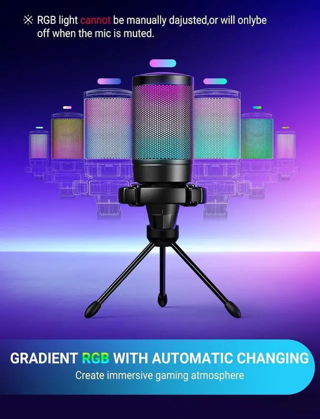 Alt view image 6 of 7 - FIFINE AmpliGame A6V USB Gaming Microphone, Condenser RGB Mic for Streaming | Quick Mute, RGB, Gain Control, Tripod Stand, Pop Filter, Shock Mount, for PC/PS5 Discord Twitch Podcasts Videos YouTube